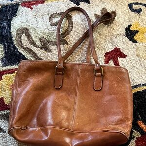 Levenger Brown Leather Tote Bag made in England